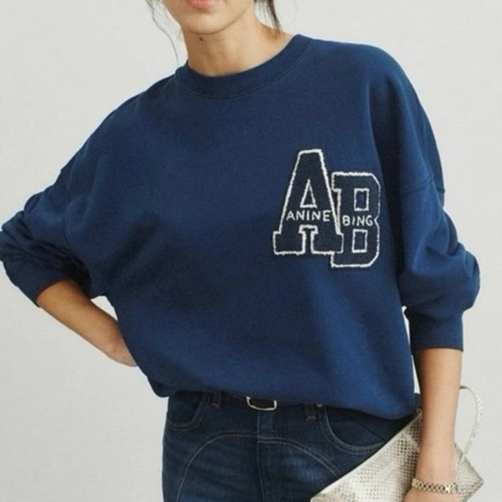 Anine Bing Miles Sweatshirt Navy Blue Chenille AB Patch
Varsity Womens Medium